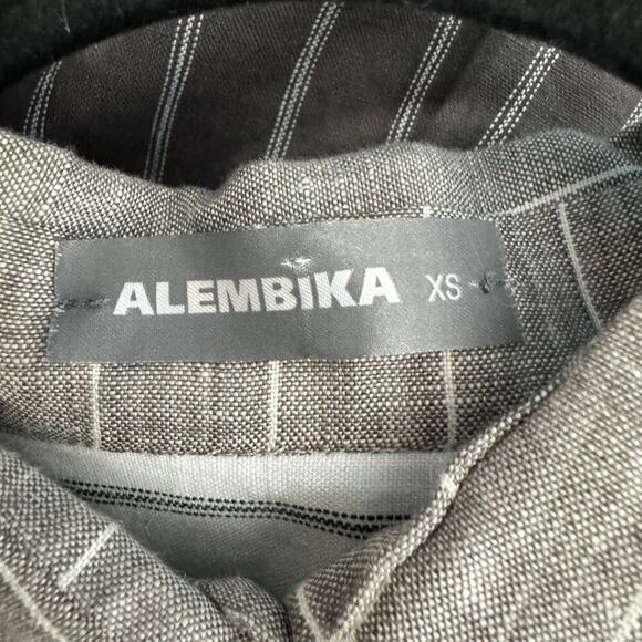 Alembika Linen Constrast Stripe Button Down Short Sleeve Oversized Shirt XS - Picture 7 of 8